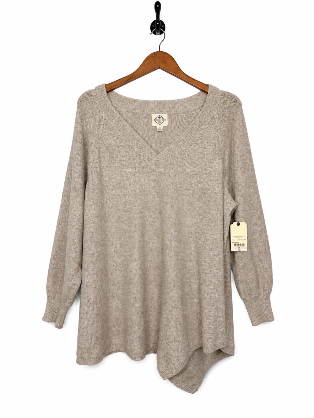 St John’s Bay 3X Ivory Heather Marl V Neck Tunic Sweater Long Sleeve NWT